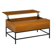 Lift-Top Coffee Table Coffee Table with Hidden Storage Space Lift-Top Table for Living Room Dining Room 90x60.5x45.5 cm Teak