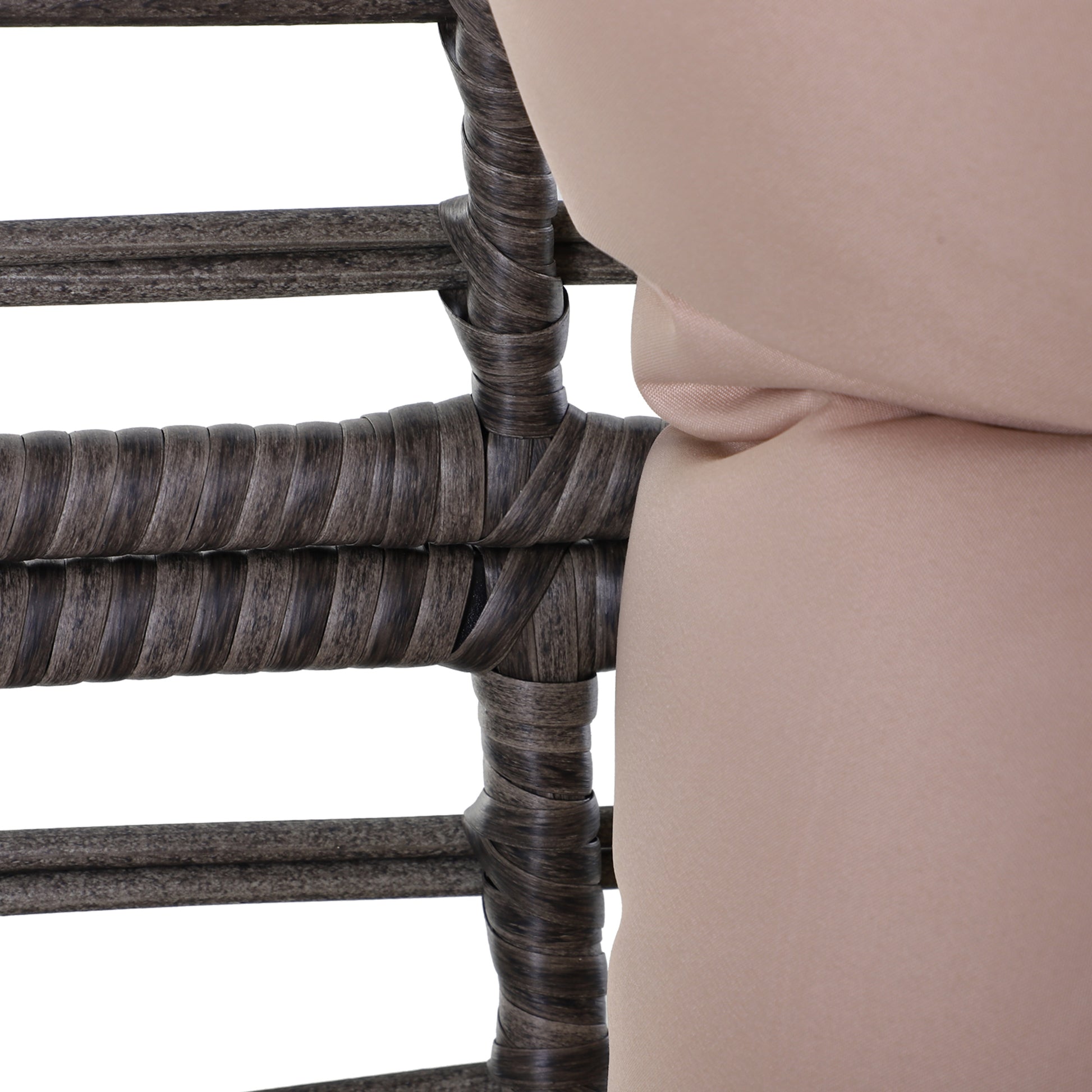 Outdoor Rattan Armchair with Gray and Beige Cushion Droplet Shape Boho Chic Style 101x89x156cm