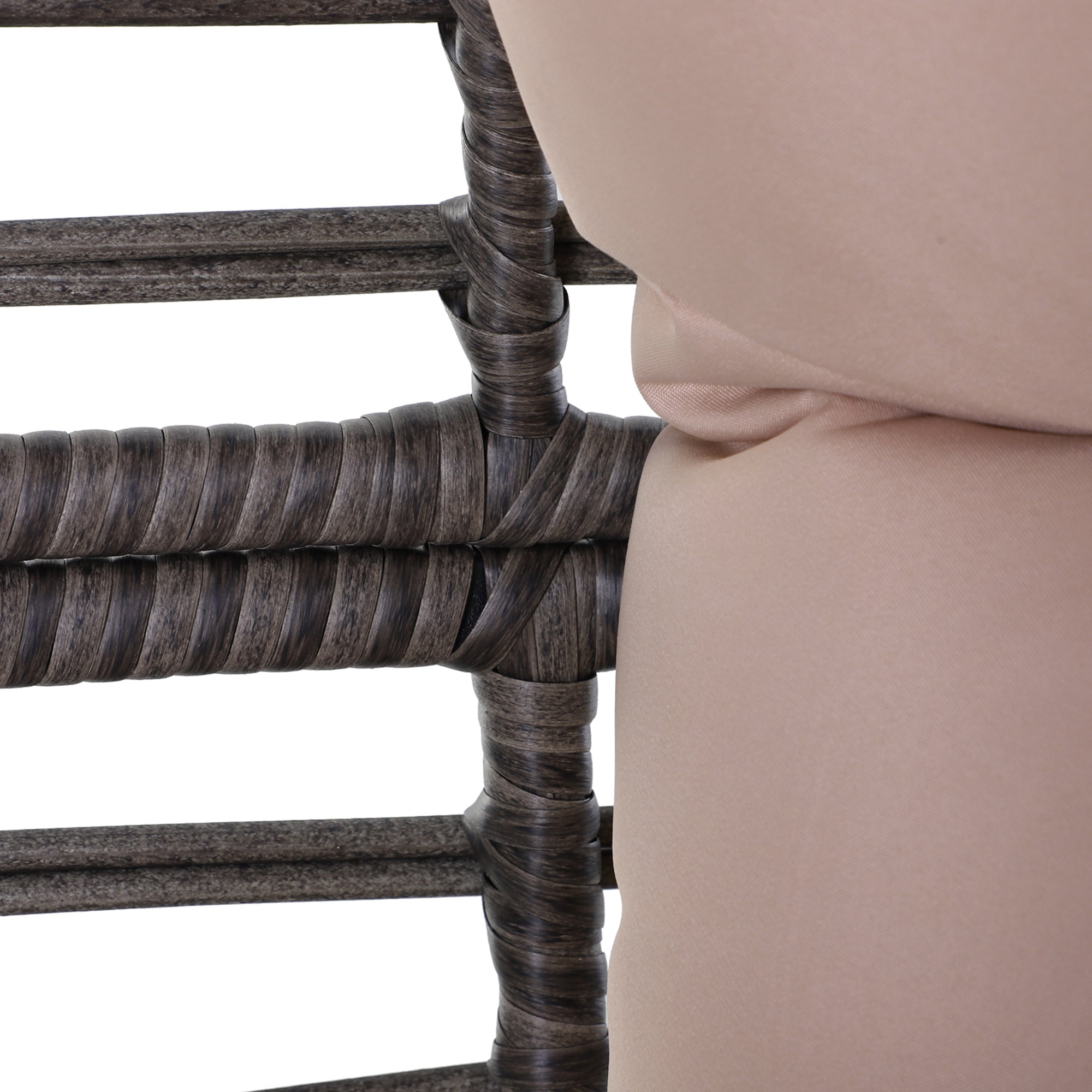 Outdoor Rattan Armchair with Gray and Beige Cushion Droplet Shape Boho Chic Style 101x89x156cm
