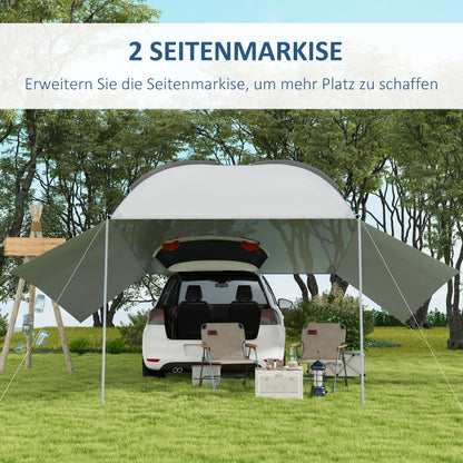 Rear Tent Car Awning Waterproof Car Awnings Tent incl. Steel Frame, Rain Shelter, Sun Shade, Lightweight Portable for Truck, RV, Van, Outdoor Camping Travel, 3 x 2.6 x 2.3-2.6 m