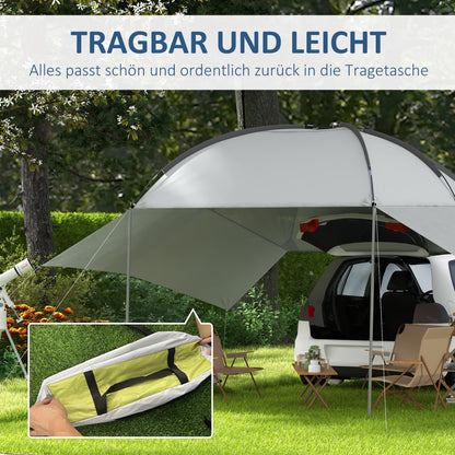 Rear Tent Car Awning Waterproof Car Awnings Tent incl. Steel Frame, Rain Shelter, Sun Shade, Lightweight Portable for Truck, RV, Van, Outdoor Camping Travel, 3 x 2.6 x 2.3-2.6 m