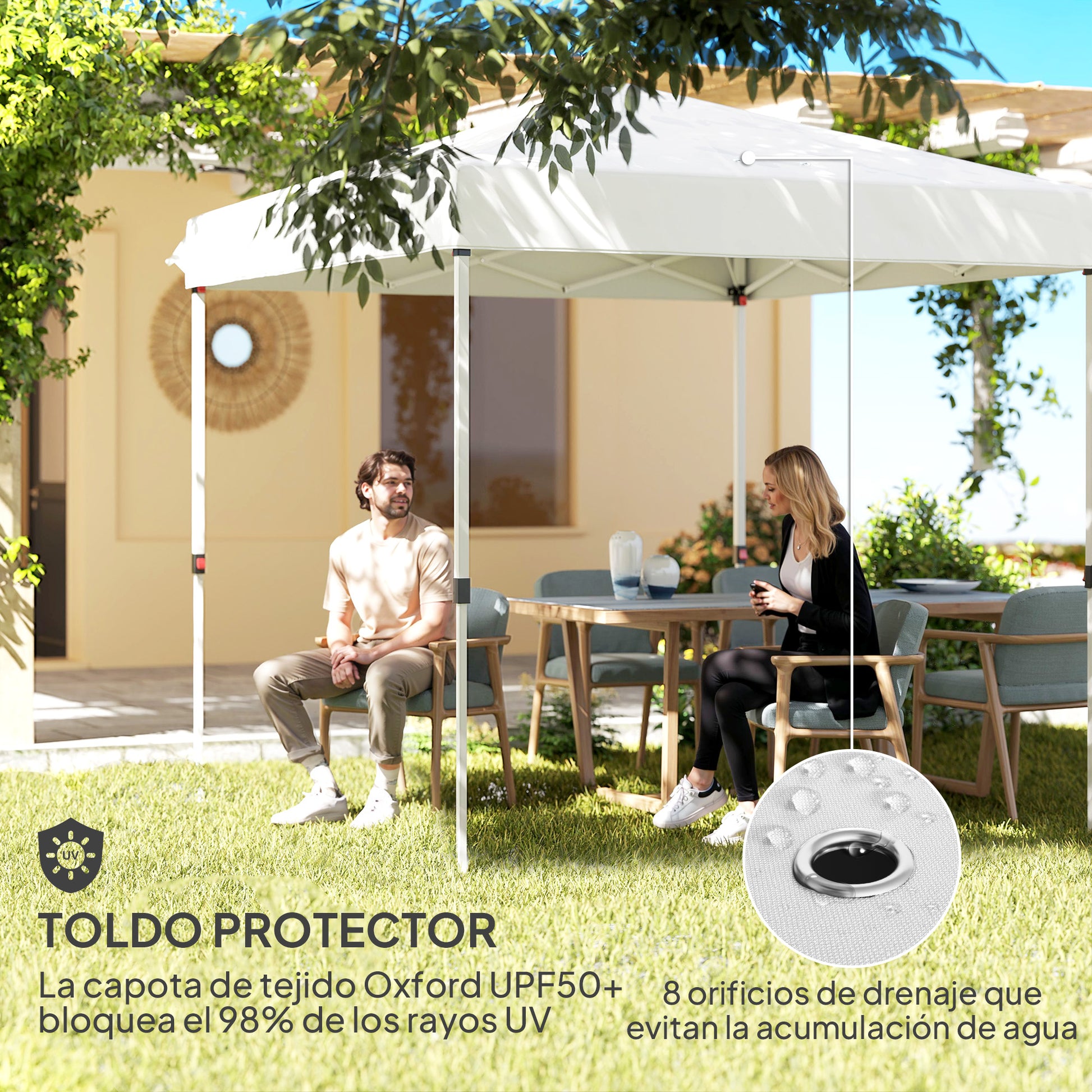 Pop-up Foldable Gazebo 2.5x2.5 m with 4 Anti-UV Side Walls and Carrying Bag for Camping Parties White