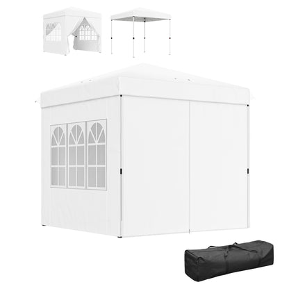 Pop-up Foldable Gazebo 2.5x2.5 m with 4 Anti-UV Side Walls and Carrying Bag for Camping Parties White