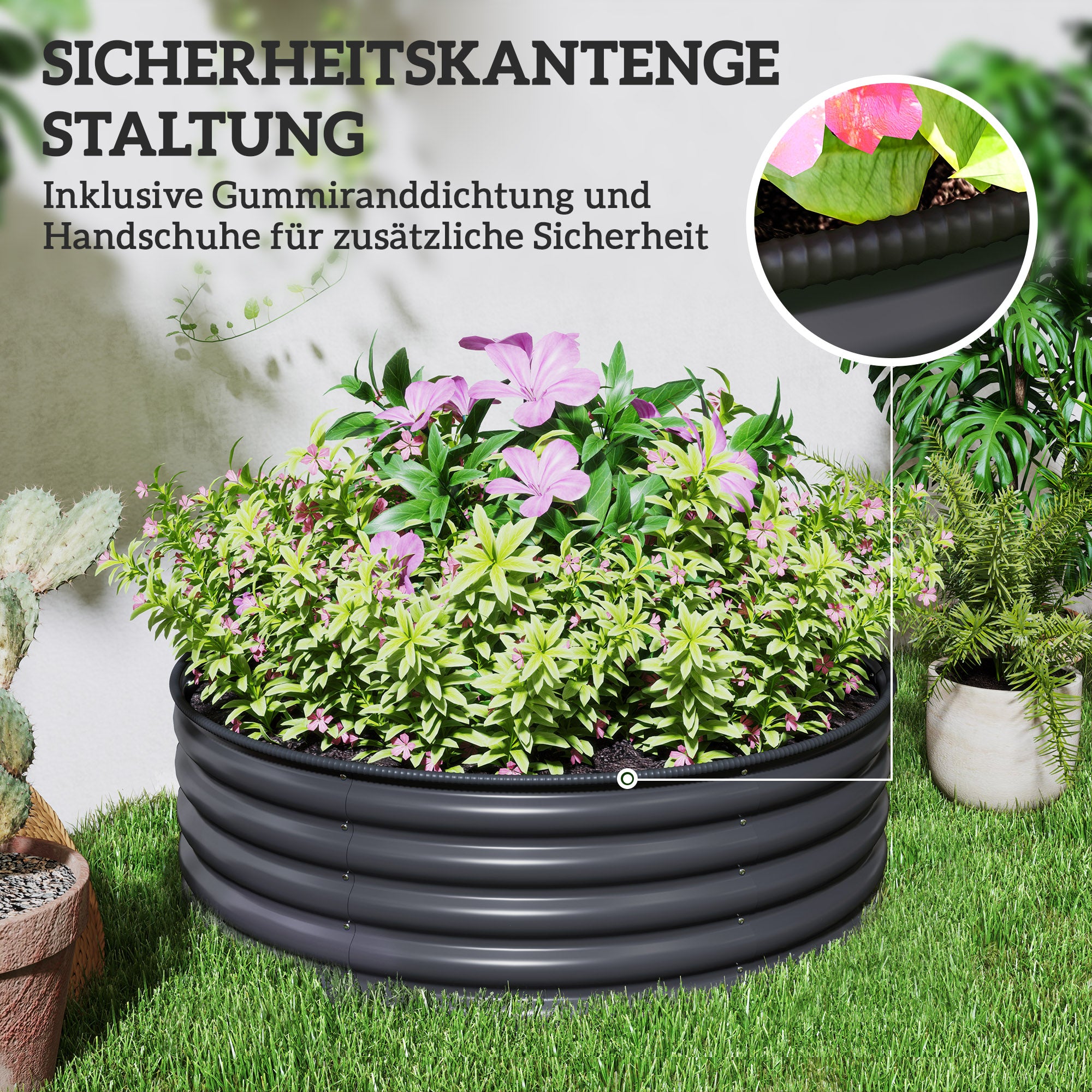 Steel Raised Garden Bed, Planter Bed Cold Frame Garden Box Stackable Flower Pot Stackable Plant Box 120x120x43cm Vegetable Bed for Garden Balcony Terrace, Planter for Flowers, Plants