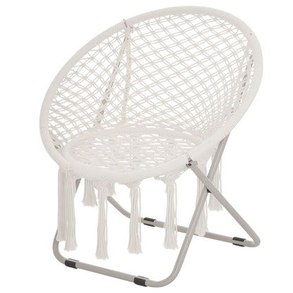Hanging chair round garden moon chair papasan foldable great comfort macrame cotton polyester beige