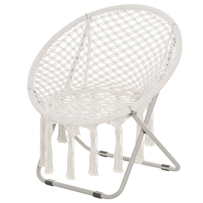 Hanging chair round garden moon chair papasan foldable great comfort macrame cotton polyester beige