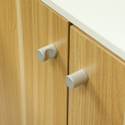 Cat Litter Box Furniture 3-in-1 Nest Side Table Cat Litter Box with Doors Cushion Bowls Scratching Mat and Compartment for Living Room Bedroom 95x48x50.5 cm White and Oak