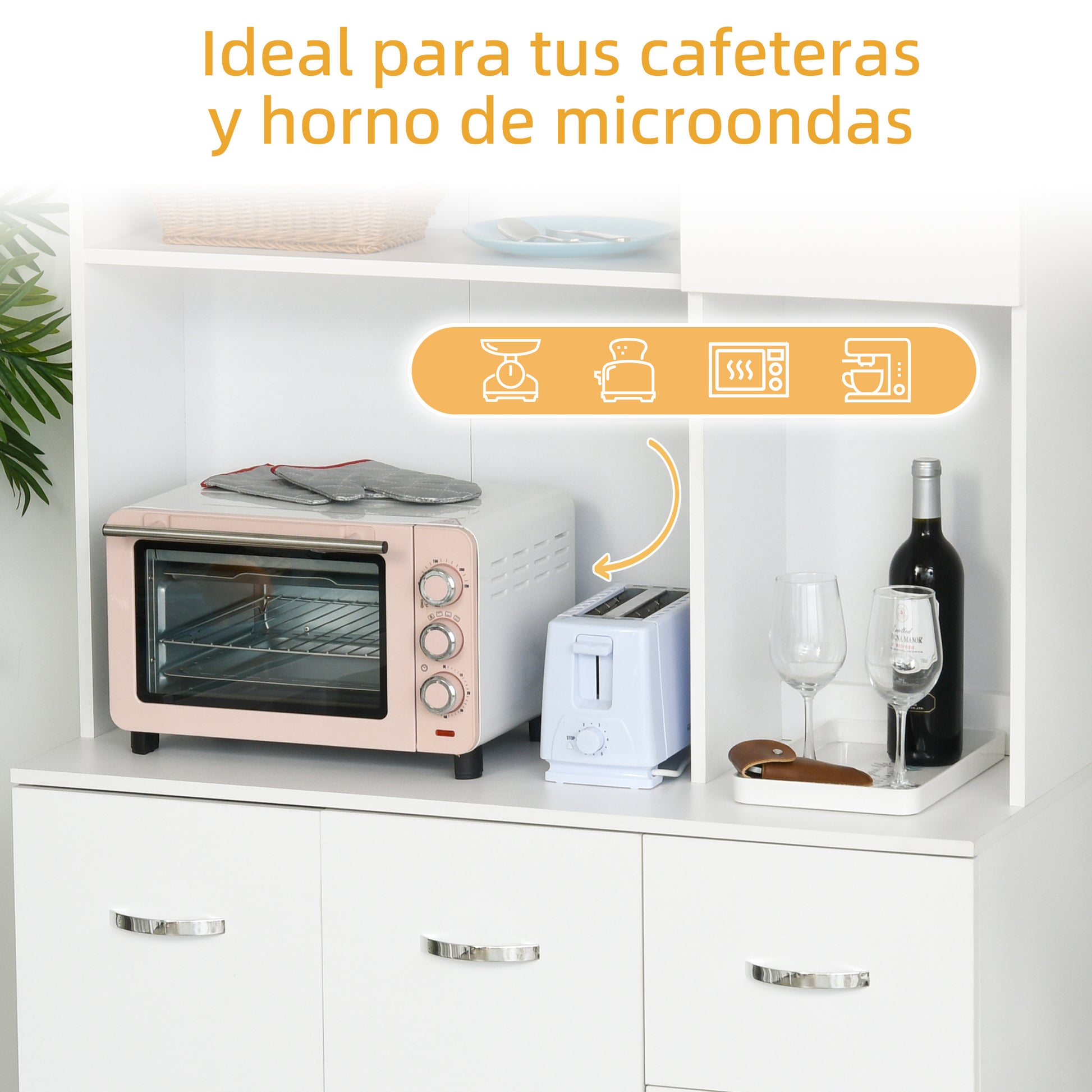 Kitchen Pantry Kitchen Cabinet Modern with 3 Drawers 4 Doors and Adjustable Shelves Auxiliary Furniture for Dining Room Living Room 100x39.5x183.5 cm White