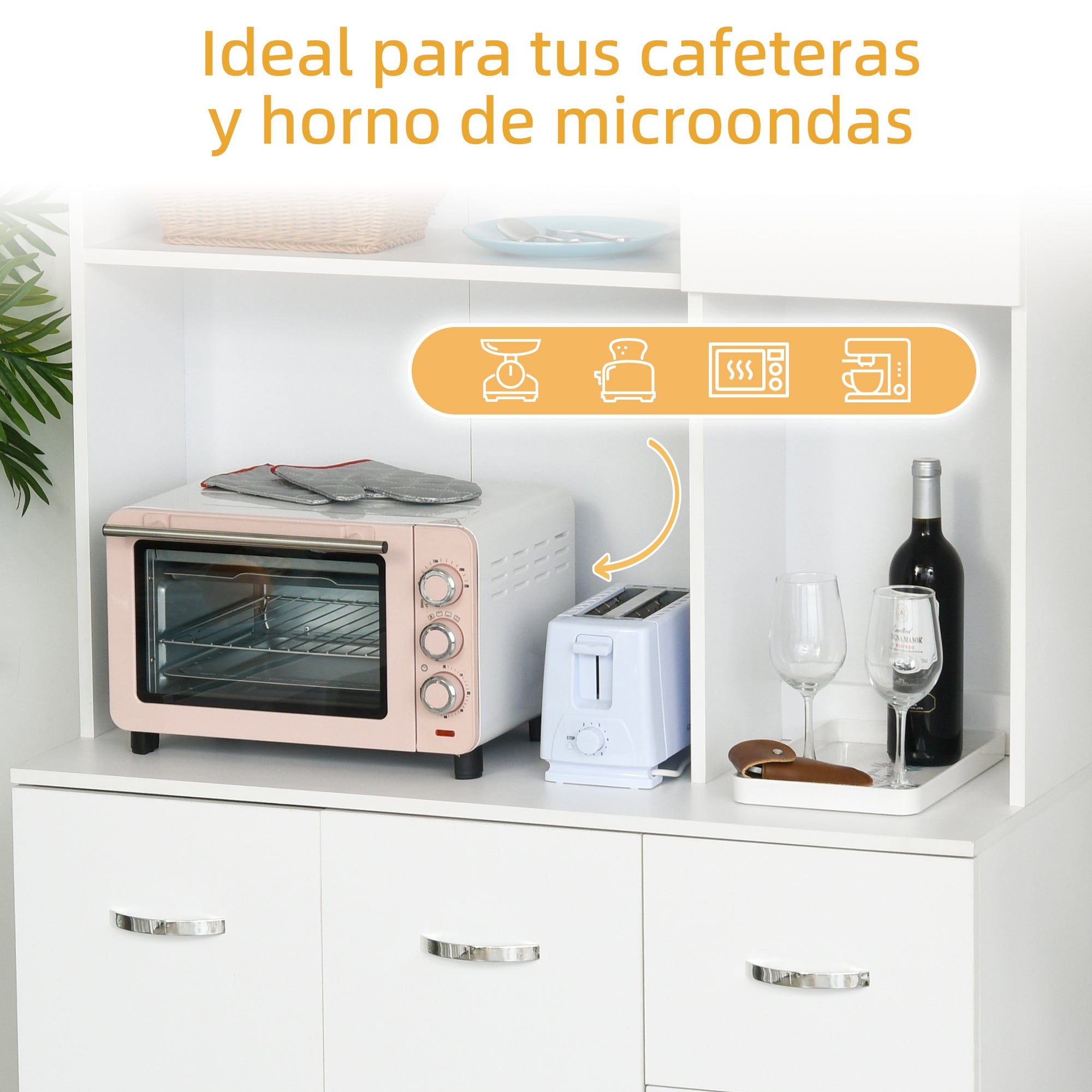 Kitchen Pantry Kitchen Cabinet Modern with 3 Drawers 4 Doors and Adjustable Shelves Auxiliary Furniture for Dining Room Living Room 100x39.5x183.5 cm White