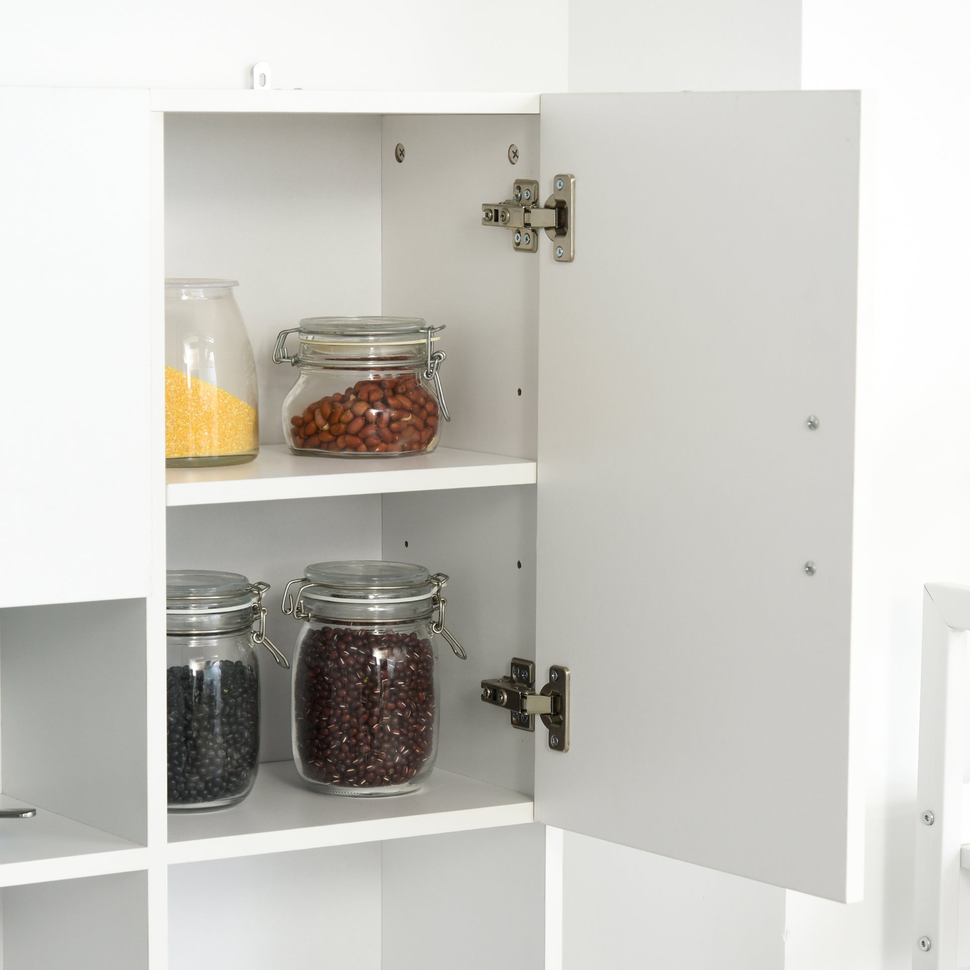Kitchen Pantry Kitchen Cabinet Modern with 3 Drawers 4 Doors and Adjustable Shelves Auxiliary Furniture for Dining Room Living Room 100x39.5x183.5 cm White