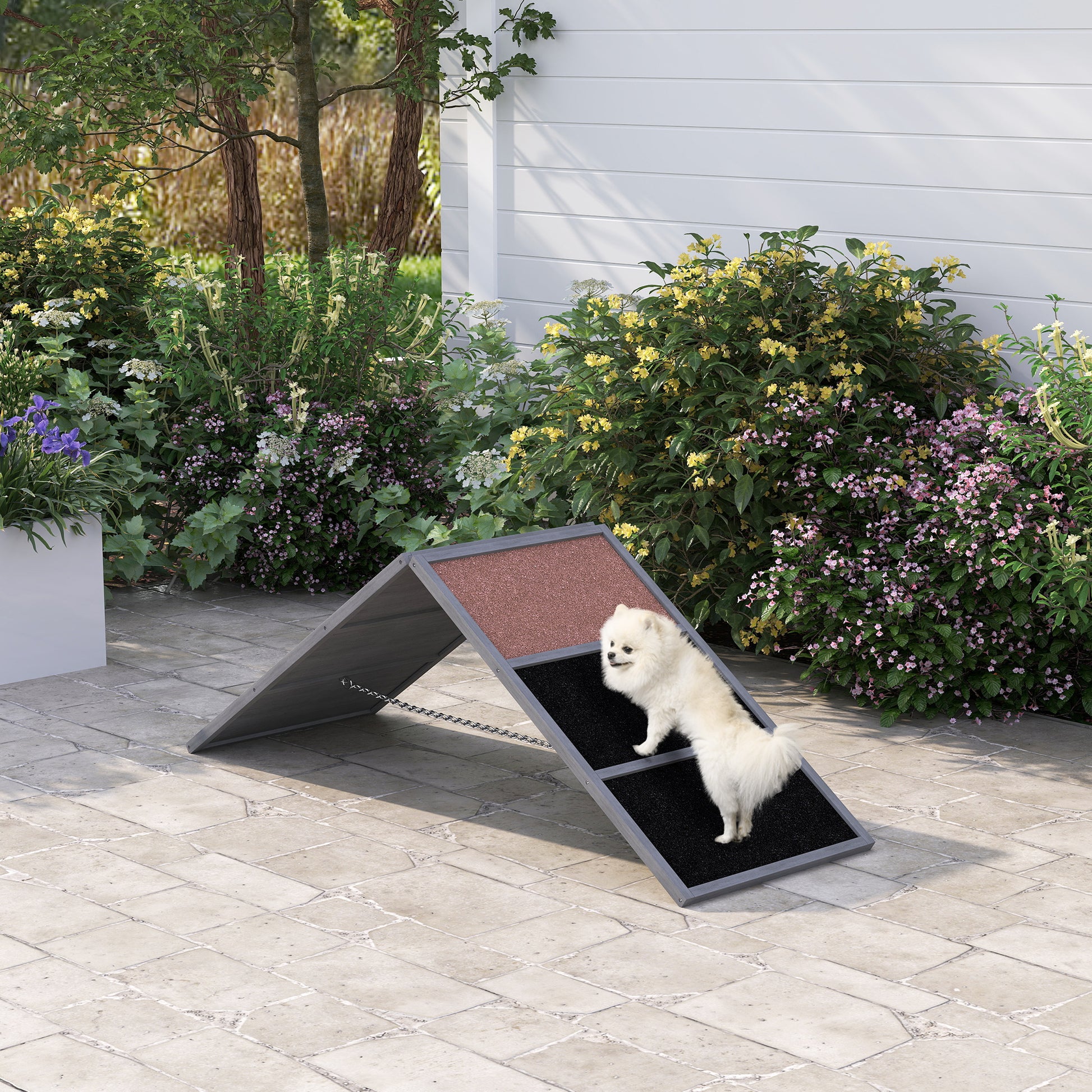 Dog Agility Ramp, agility equipment for dogs, A-frame design, non-slip surface, for dogs of all breeds, for garden, park, gray