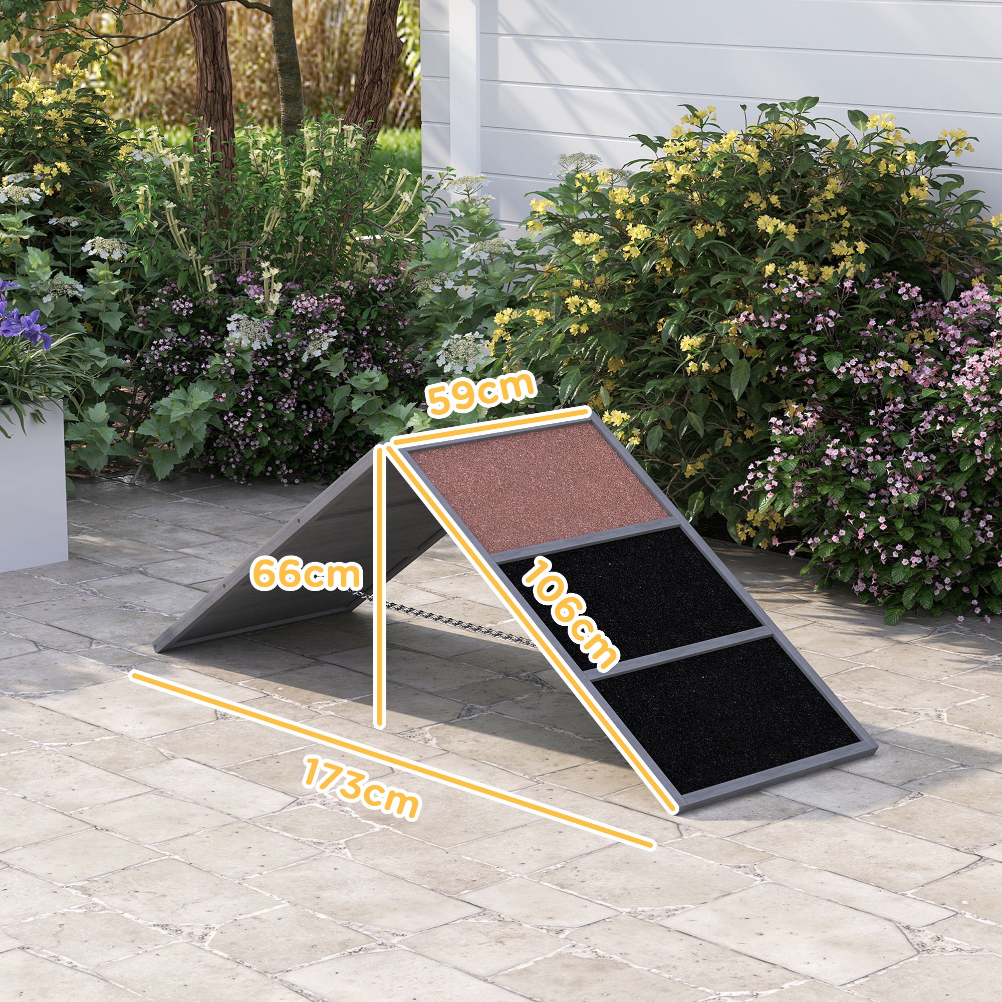Dog Agility Ramp, agility equipment for dogs, A-frame design, non-slip surface, for dogs of all breeds, for garden, park, gray