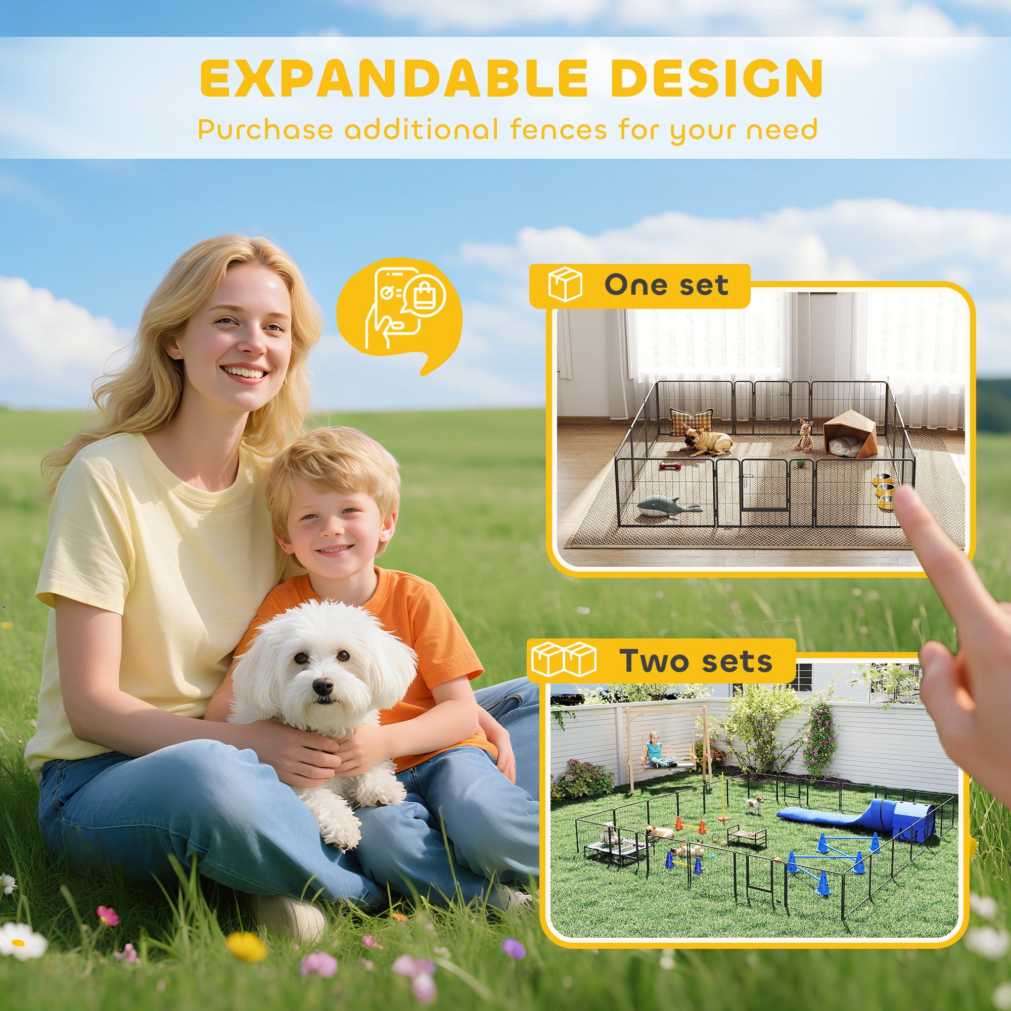 Puppy Playpen 60cm High, 12-Panel Dog Playpen with 2 Doors, DIY Dog Playpen Play Yard Enclosure Puppy Playpen for Medium Dogs, Rabbits, Guinea Pigs, Steel, Grey