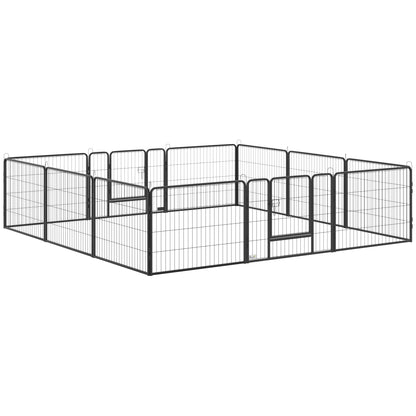 Puppy Playpen 60cm High, 12-Panel Dog Playpen with 2 Doors, DIY Dog Playpen Play Yard Enclosure Puppy Playpen for Medium Dogs, Rabbits, Guinea Pigs, Steel, Grey