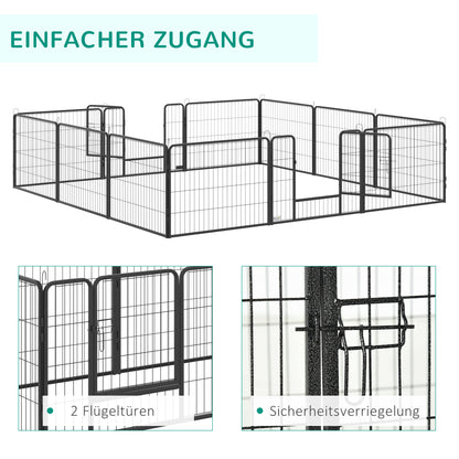 Puppy Playpen 60cm High, 12-Panel Dog Playpen with 2 Doors, DIY Dog Playpen Play Yard Enclosure Puppy Playpen for Medium Dogs, Rabbits, Guinea Pigs, Steel, Grey