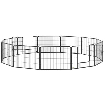 Puppy Playpen 60cm High, 12-Panel Dog Playpen with 2 Doors, DIY Dog Playpen Play Yard Enclosure Puppy Playpen for Medium Dogs, Rabbits, Guinea Pigs, Steel, Grey