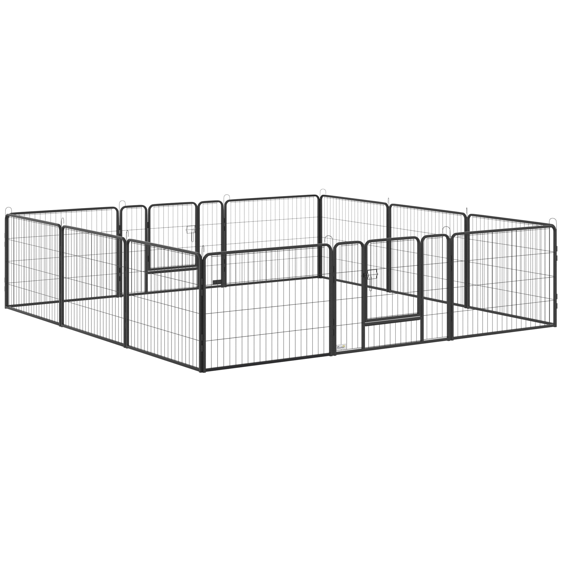 Puppy Playpen 60cm High, 12-Panel Dog Playpen with 2 Doors, DIY Dog Playpen Play Yard Enclosure Puppy Playpen for Medium Dogs, Rabbits, Guinea Pigs, Steel, Grey