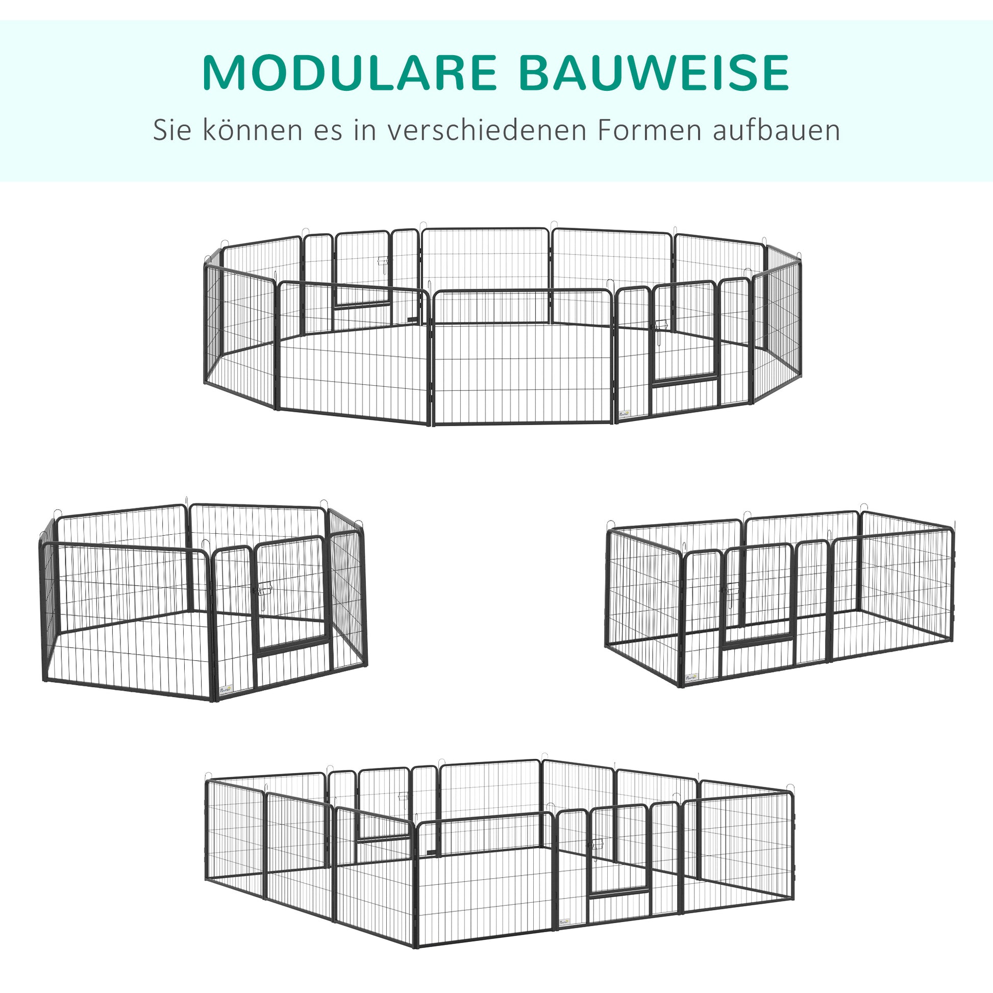 Puppy Playpen 60cm High, 12-Panel Dog Playpen with 2 Doors, DIY Dog Playpen Play Yard Enclosure Puppy Playpen for Medium Dogs, Rabbits, Guinea Pigs, Steel, Grey