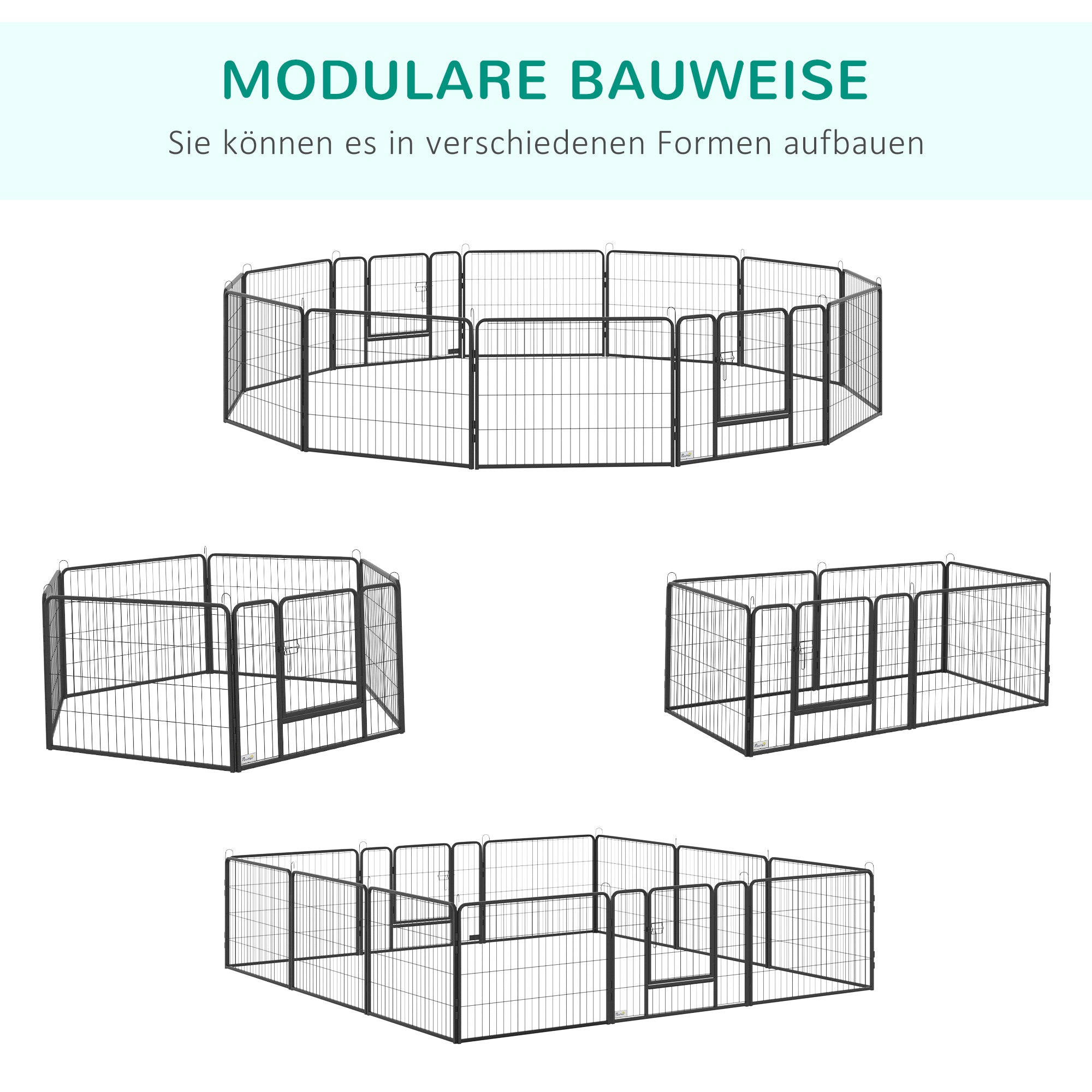 Puppy Playpen 60cm High, 12-Panel Dog Playpen with 2 Doors, DIY Dog Playpen Play Yard Enclosure Puppy Playpen for Medium Dogs, Rabbits, Guinea Pigs, Steel, Grey