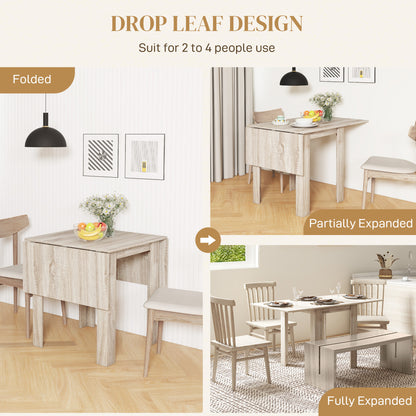 HOMCOM Vouwtafel voor 4 Personen max Waterdicht en Krastbestendig, Vouwbare Spaanplaat Tafel, 140x70x75 cm, Eiken Kleur