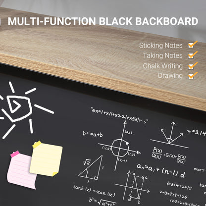 HOMCOM Schreifdesk mat Lagerung - Computerdesk mat 4 Regaler, groussen Dëschplack an schwaarze Plack fir Wunnzimmerschlofkummer 120L x 53W x 126H cm, Eech an schwaarz