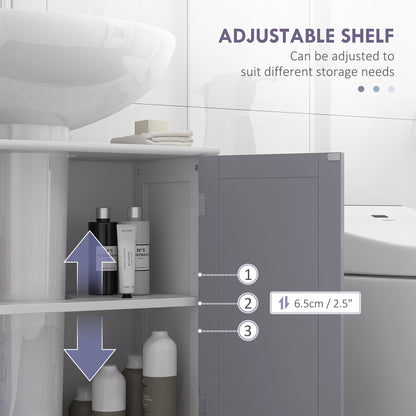 Bathroom Sink Cabinet - sink unit - 2-door cupboard with shelf - dim. 60L x 30W x 60H cm - in gray white wood