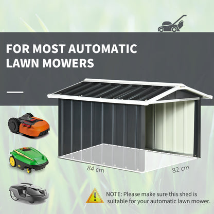 Lawnmower Storage Shed for Robot Lawnmower - robot lawn mower garage - gray steel sheet