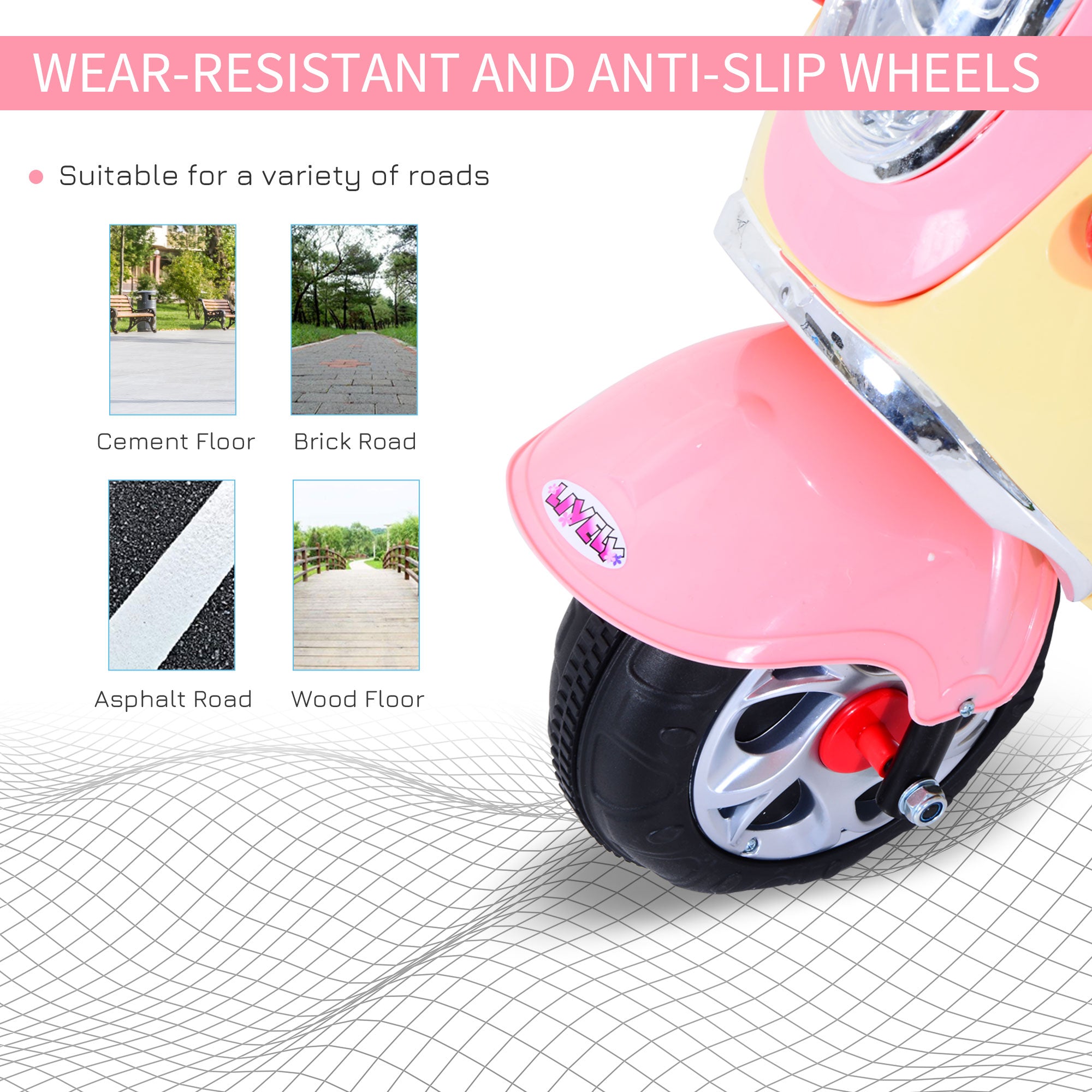Electric Children's Motorcycle Electric Motorcycle Kids Electric Car Tricycle, 6V, Metal+PP, 108x51x75cm (Pink+Yellow)