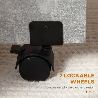 HOMCOM Klappbare Dining Table Këschten Tëschter mat Rieder, Klappwénger an Regal fir 4-6 Persounen 75x140x74 cm Grouss Cement