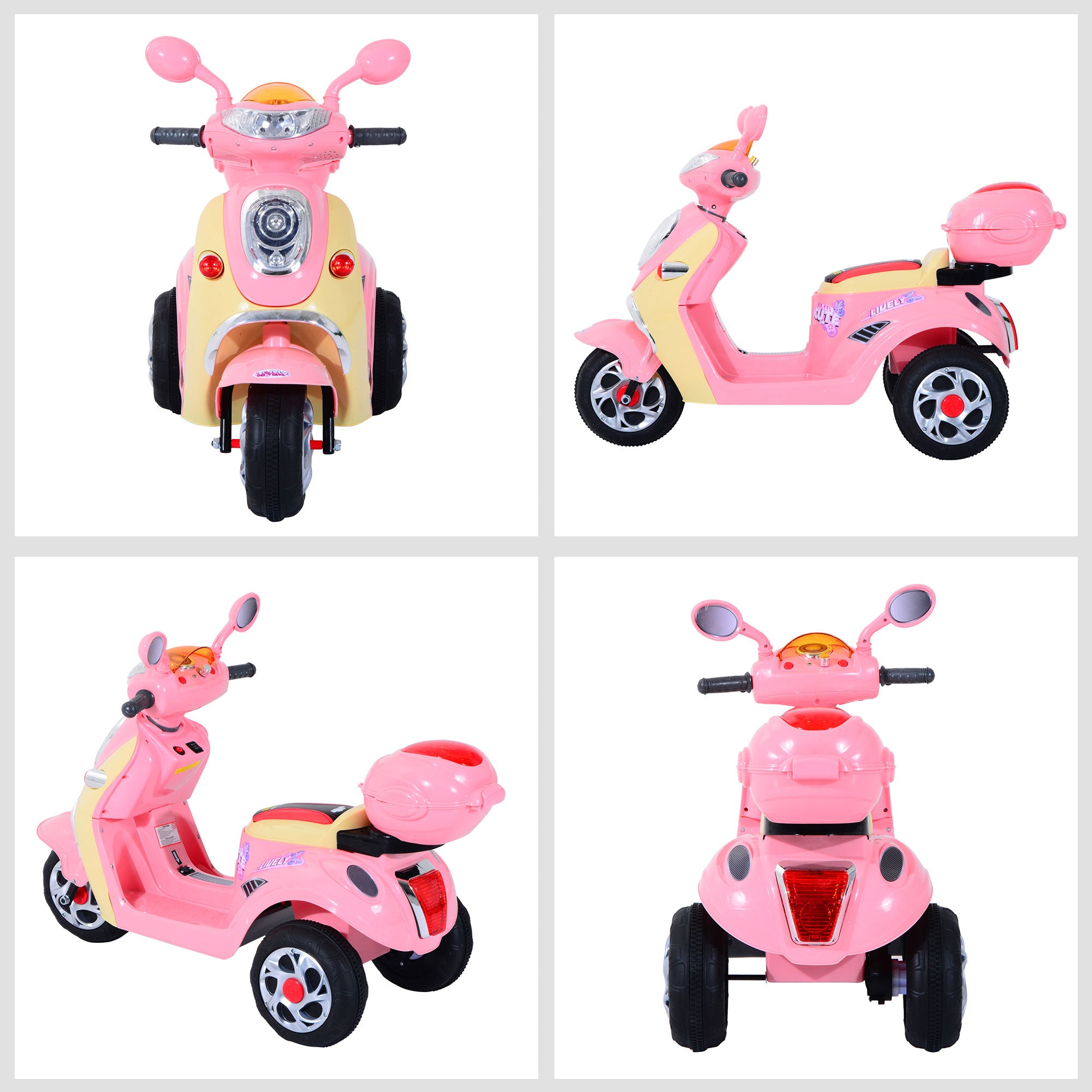 Electric Children's Motorcycle Electric Motorcycle Kids Electric Car Tricycle, 6V, Metal+PP, 108x51x75cm (Pink+Yellow)
