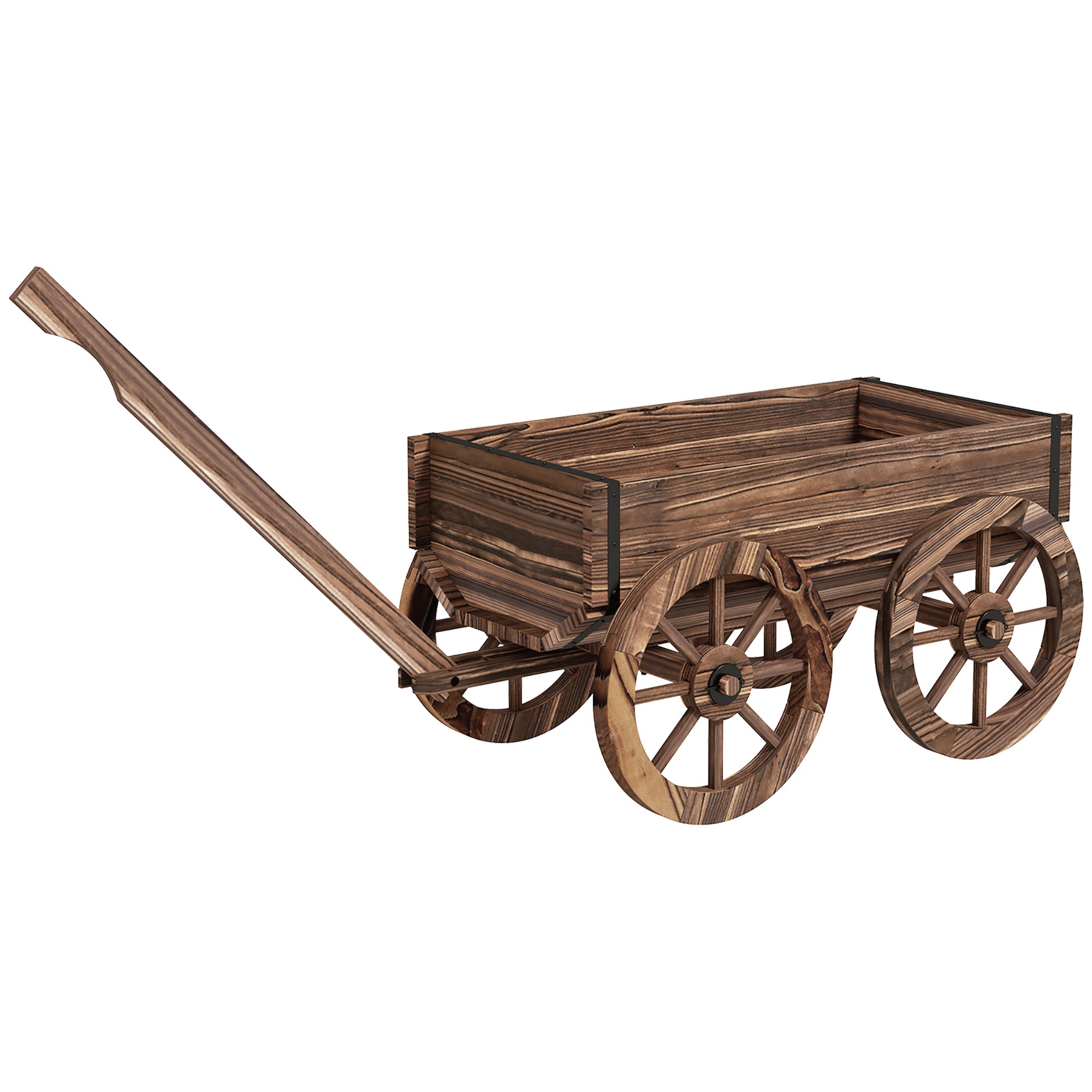 Flower Box in Wagon Design, Plant Wagon with Handle, Plant Box, Flower Stand for Garden, Patio, Supports up to 30 kg, Charcoal, 120 x 41 x 54 cm