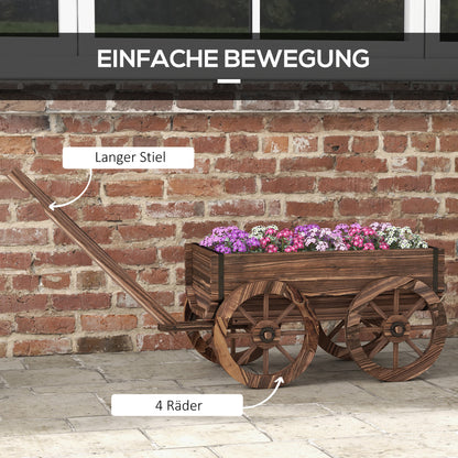 Flower Box in Wagon Design, Plant Wagon with Handle, Plant Box, Flower Stand for Garden, Patio, Supports up to 30 kg, Charcoal, 120 x 41 x 54 cm