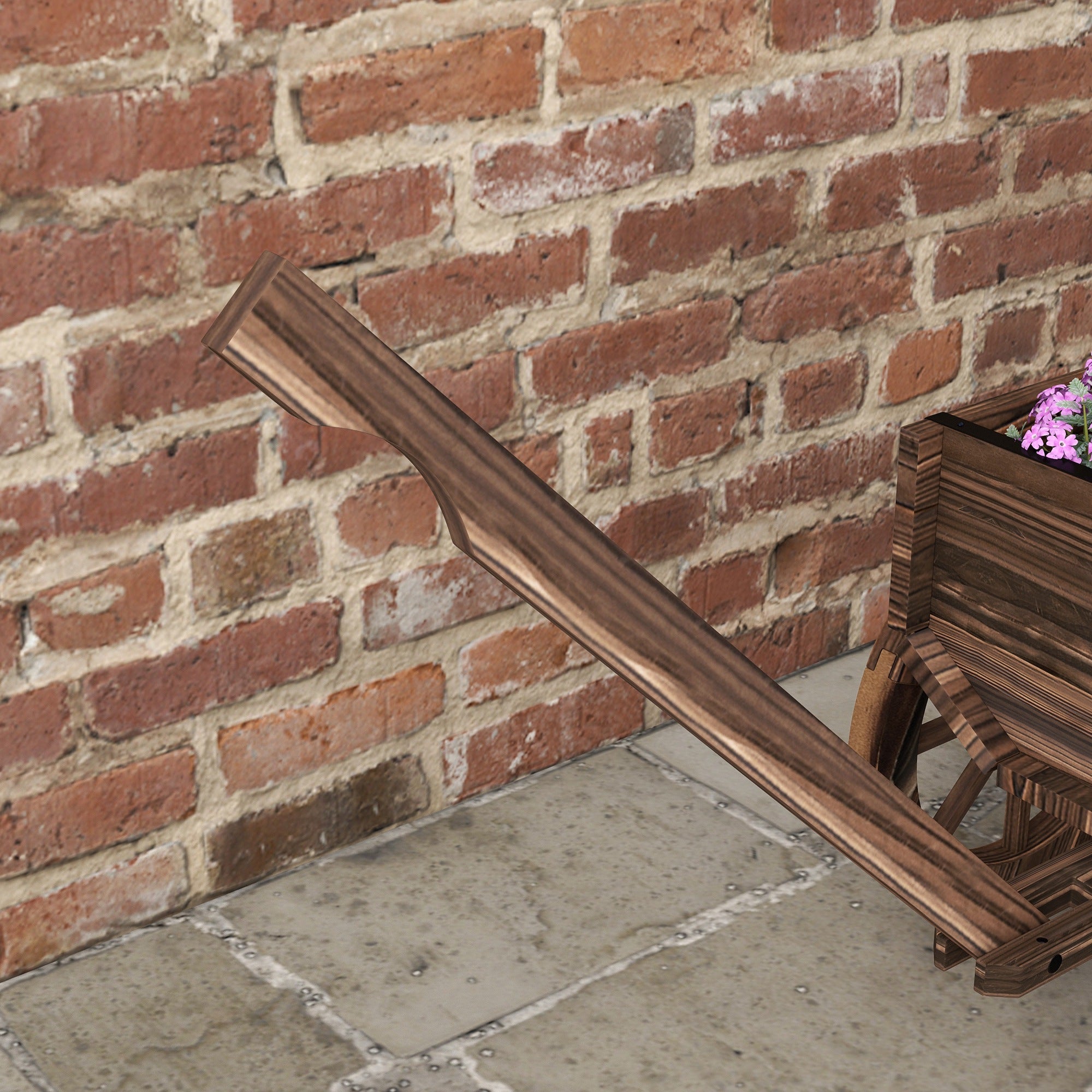 Flower Box in Wagon Design, Plant Wagon with Handle, Plant Box, Flower Stand for Garden, Patio, Supports up to 30 kg, Charcoal, 120 x 41 x 54 cm