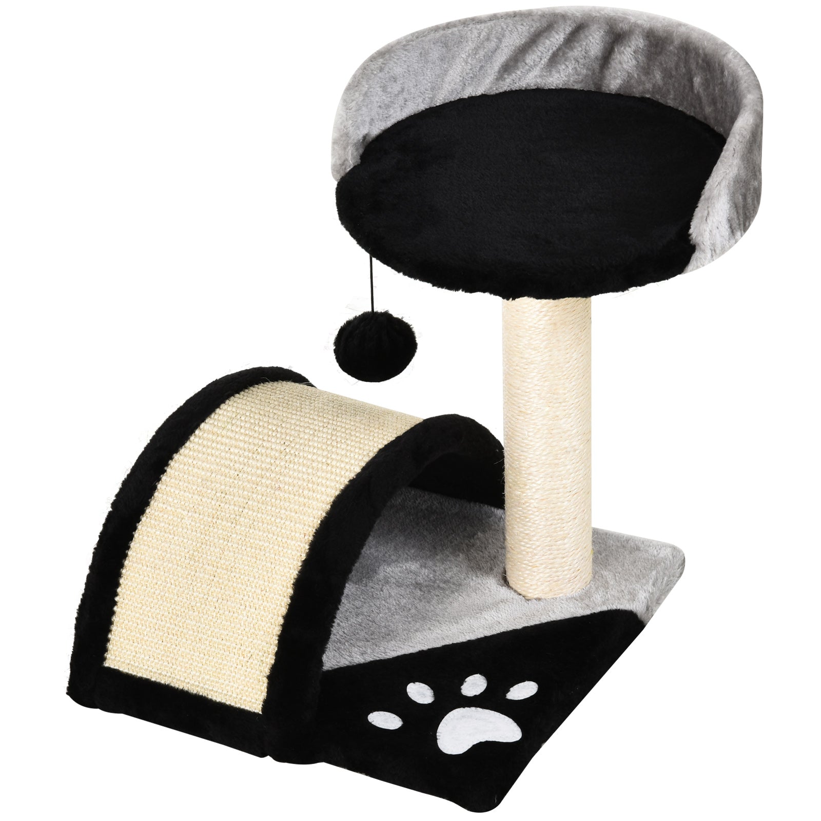 Cat Tree Scratching Post with Play Balls Cat Scratching Tree Sisal Scratching Posts Black 35.5 x 37 x 46 cm