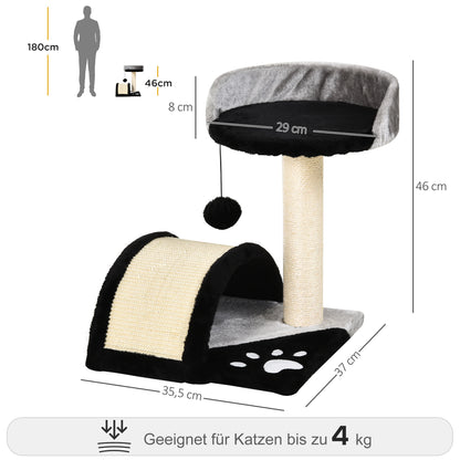 Cat Tree Scratching Post with Play Balls Cat Scratching Tree Sisal Scratching Posts Black 35.5 x 37 x 46 cm