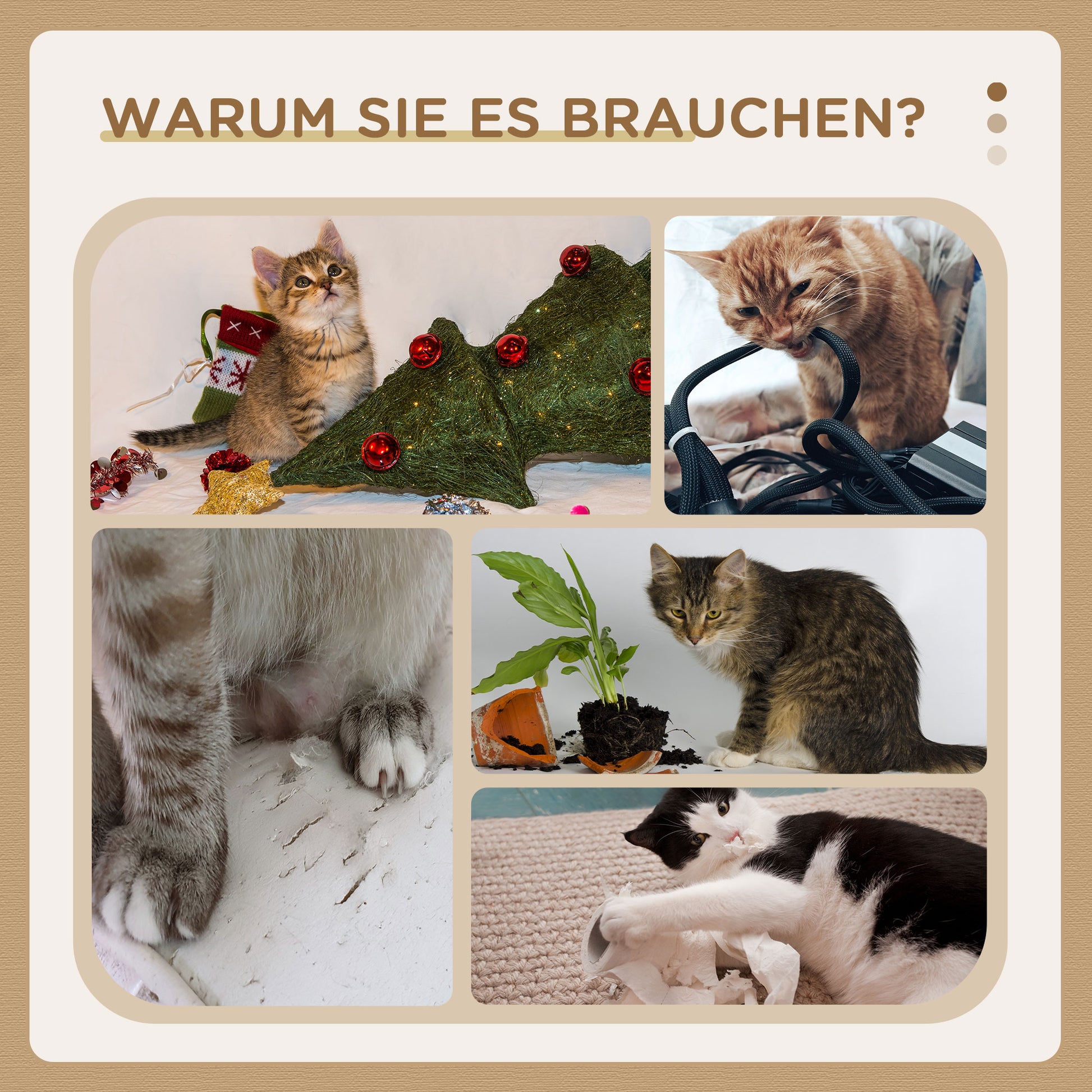 40cm Cat Scratching Post Small Cat Tower with Cave, 2 Play Balls, Scratching Mat, Cat Scratching Tree, Climbing Tree, for Small & Large Cats, Light Gray