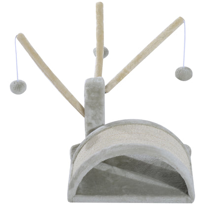 40cm Cat Scratching Post Small Cat Tower with Cave, 2 Play Balls, Scratching Mat, Cat Scratching Tree, Climbing Tree, for Small & Large Cats, Light Gray