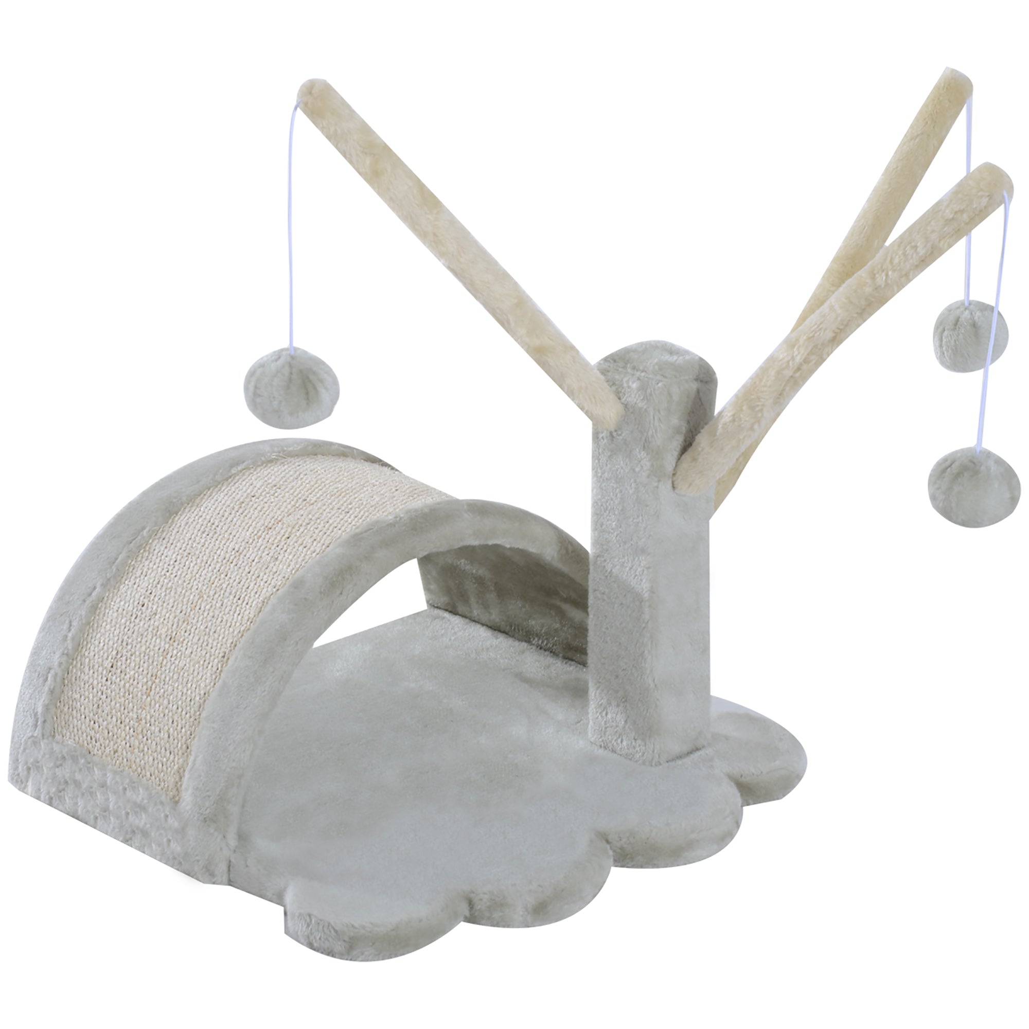 40cm Cat Scratching Post Small Cat Tower with Cave, 2 Play Balls, Scratching Mat, Cat Scratching Tree, Climbing Tree, for Small & Large Cats, Light Gray