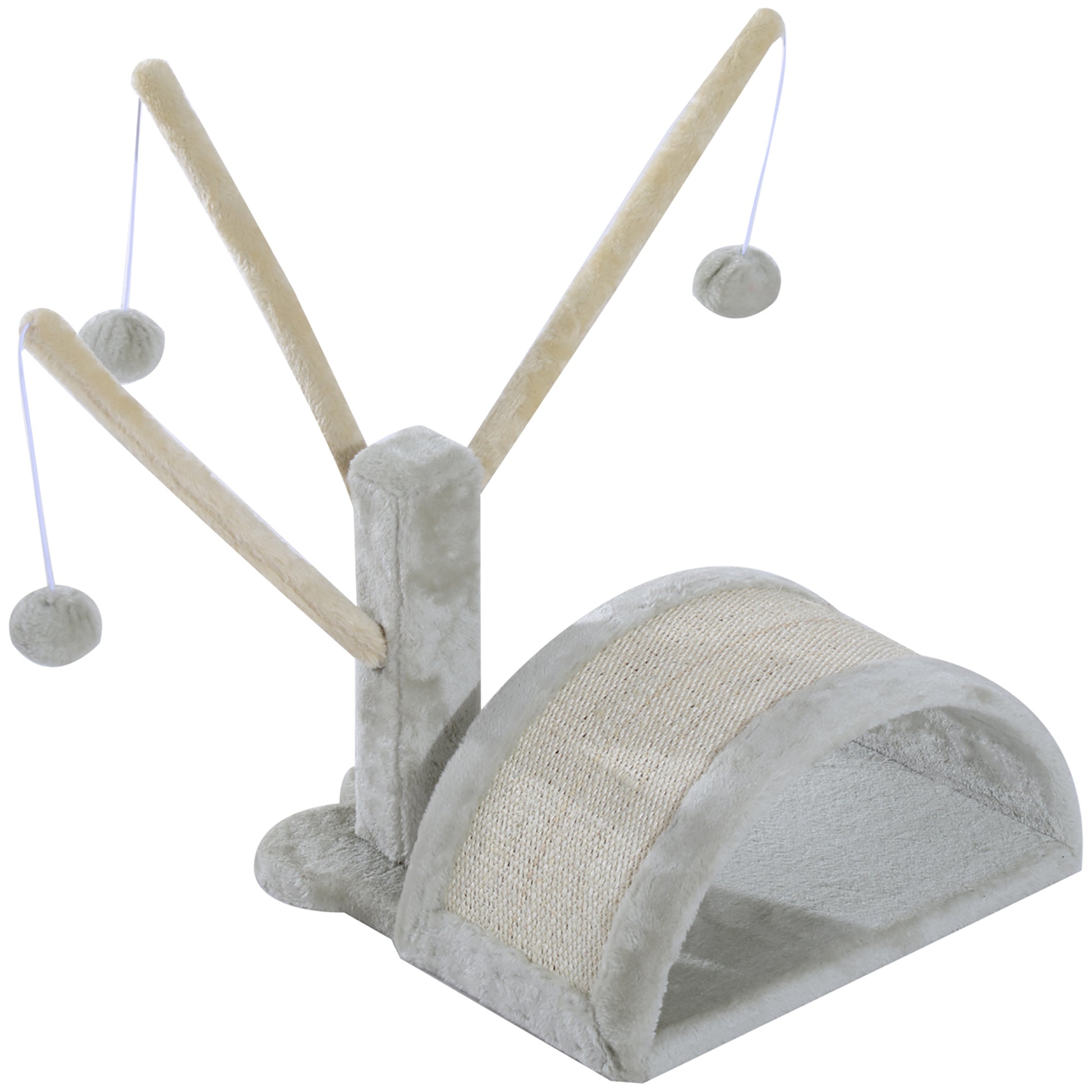 40cm Cat Scratching Post Small Cat Tower with Cave, 2 Play Balls, Scratching Mat, Cat Scratching Tree, Climbing Tree, for Small & Large Cats, Light Gray