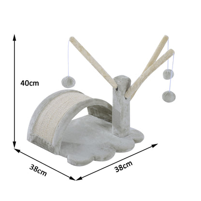 40cm Cat Scratching Post Small Cat Tower with Cave, 2 Play Balls, Scratching Mat, Cat Scratching Tree, Climbing Tree, for Small & Large Cats, Light Gray