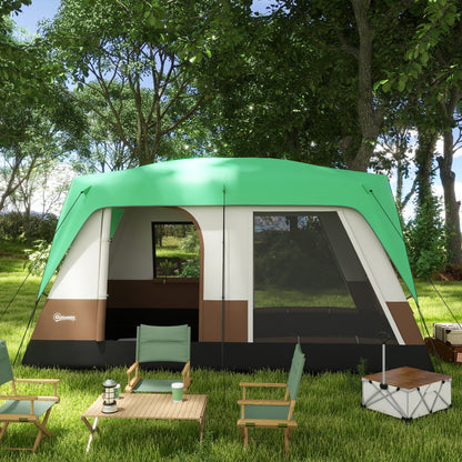 Tunnel Tent, Camping Tent for 8 Persons, with Light Hook, Mesh Windows, Family Tent with Carrying Bag, 3000mm Water-Repellent Group Tent, for Garden, Camping, Green
