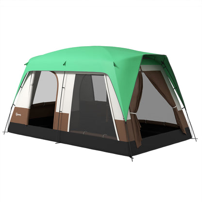 Tunnel Tent, Camping Tent for 8 Persons, with Light Hook, Mesh Windows, Family Tent with Carrying Bag, 3000mm Water-Repellent Group Tent, for Garden, Camping, Green