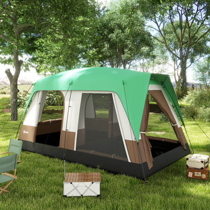 Tunnel Tent, Camping Tent for 8 Persons, with Light Hook, Mesh Windows, Family Tent with Carrying Bag, 3000mm Water-Repellent Group Tent, for Garden, Camping, Green