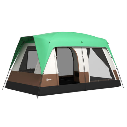 Tunnel Tent, Camping Tent for 8 Persons, with Light Hook, Mesh Windows, Family Tent with Carrying Bag, 3000mm Water-Repellent Group Tent, for Garden, Camping, Green