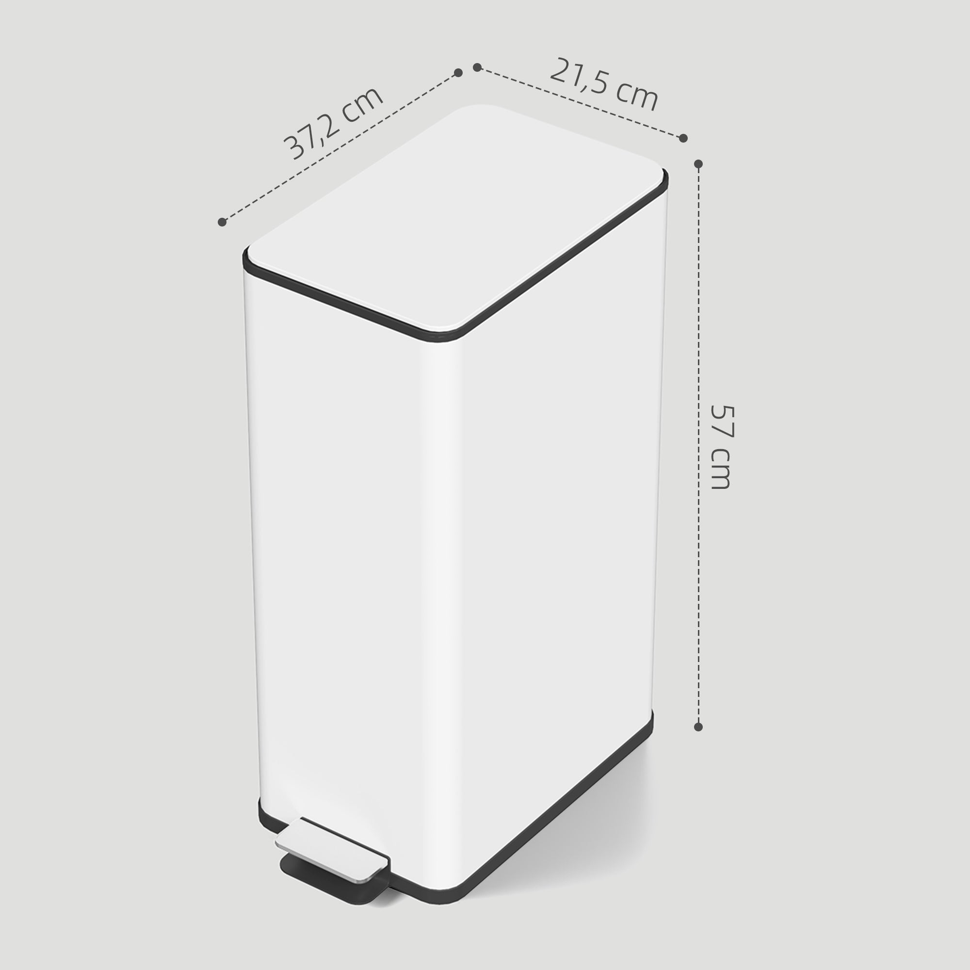 20 L (5.3 gal) Step Trash Can — Soft-Close Lid, Pedal & Removable Inner Bucket, Fingerprint-Resistant Stainless Steel, White