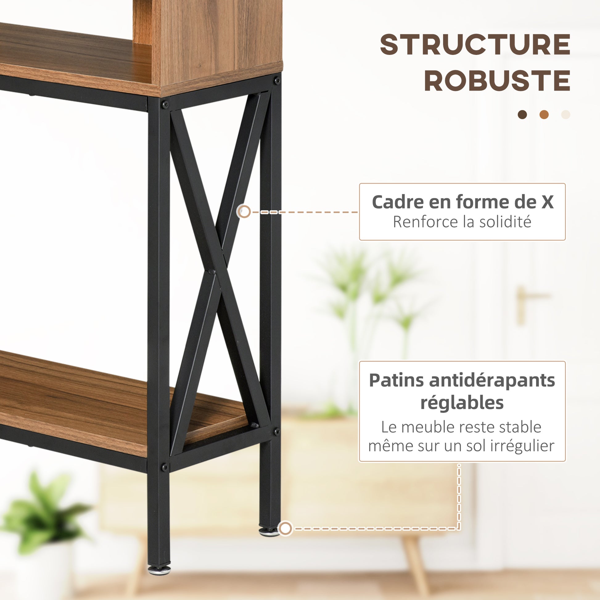 Industrial Multi-storage Entryway Console Table 120 x 23.5 x 75 cm Walnut Wood