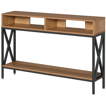 Industrial Multi-storage Entryway Console Table 120 x 23.5 x 75 cm Walnut Wood