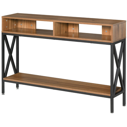 Industrial Multi-storage Entryway Console Table 120 x 23.5 x 75 cm Walnut Wood