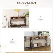 Industrial Multi-storage Entryway Console Table 120 x 23.5 x 75 cm Walnut Wood