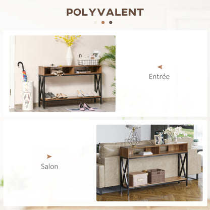 Industrial Multi-storage Entryway Console Table 120 x 23.5 x 75 cm Walnut Wood